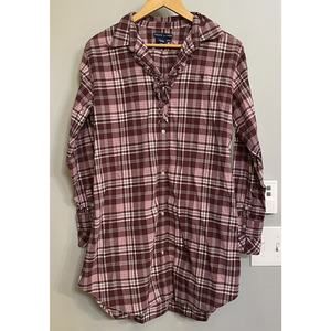 Ralph Lauren Shirt Dress Plaid‎ Button Up Roll Tab 3/4 Sleeve Womens Small EUC